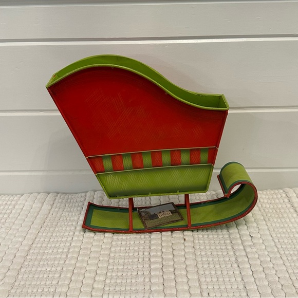 Red, Gold & Green Metal Santa Sleigh Tabletop Holiday Decor - Picture 10 of 15